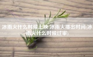 冰雨火什么时候上映 冰雨火播出时间(冰雨火什么时候过审)