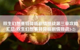 双生幻想赛特降临剧情挑战第三章攻略汇总(双生幻想赛特降临剧情挑战3-2)