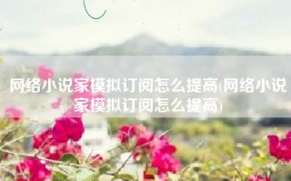 网络小说家模拟订阅怎么提高(网络小说家模拟订阅怎么提高)