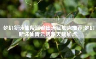 梦幻新诛仙帮派输出天赋加点推荐(梦幻新诛仙青云帮派天赋加点)
