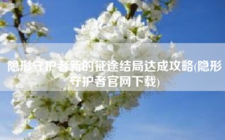 隐形守护者新的征途结局达成攻略(隐形守护者官网下载)