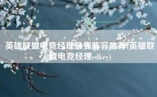 英雄联盟电竞经理最强阵容推荐(英雄联盟电竞经理cdkey)