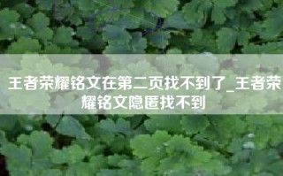 王者荣耀铭文在第二页找不到了_王者荣耀铭文隐匿找不到