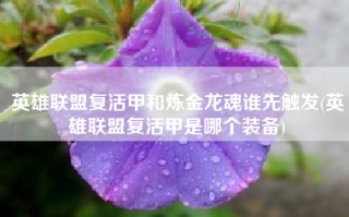 英雄联盟复活甲和炼金龙魂谁先触发(英雄联盟复活甲是哪个装备)