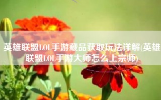英雄联盟LOL手游藏品获取玩法详解(英雄联盟LOL手游大师怎么上宗师)