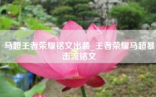 马超王者荣耀铭文出装_王者荣耀马超暴击流铭文