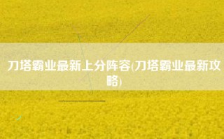 刀塔霸业最新上分阵容(刀塔霸业最新攻略)
