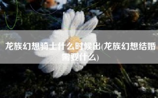 龙族幻想骑士什么时候出(龙族幻想结婚需要什么)
