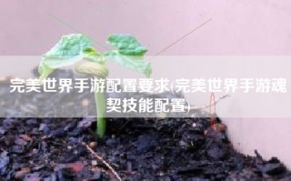 完美世界手游配置要求(完美世界手游魂契技能配置)
