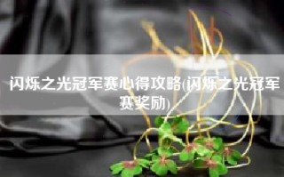 闪烁之光冠军赛心得攻略(闪烁之光冠军赛奖励)