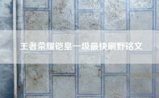 王者荣耀铠皇一级最快刷野铭文