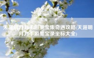 天涯明月刀手游墨宝集奇遇攻略(天涯明月刀手游墨宝录坐标大全)