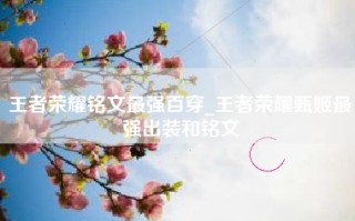 王者荣耀铭文最强百穿_王者荣耀甄姬最强出装和铭文