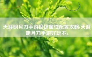 天涯明月刀手游琅纹属性配置攻略(天涯明月刀手游好玩不)