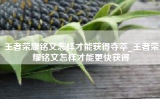 王者荣耀铭文怎样才能获得夺萃_王者荣耀铭文怎样才能更快获得