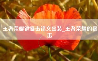 王者荣耀铠暴击铭文出装_王者荣耀的暴击