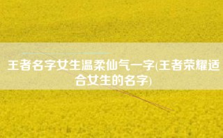 王者名字女生温柔仙气一字(王者荣耀适合女生的名字)