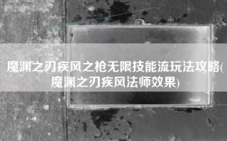 魔渊之刃疾风之枪无限技能流玩法攻略(魔渊之刃疾风法师效果)