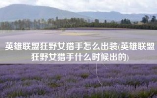 英雄联盟狂野女猎手怎么出装(英雄联盟狂野女猎手什么时候出的)