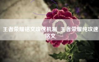 王者荣耀铭文攻速机制_王者荣耀纯攻速铭文