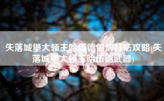 失落城堡大领主哈伍德伯爵打法攻略(失落城堡大领主哈伍德武器)