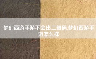 梦幻西游手游不会出二维码,梦幻西游手游怎么样