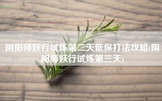 阴阳师妖行试炼第二天低保打法攻略(阴阳师妖行试炼第三天)