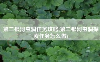 第二银河虫洞任务攻略(第二银河虫洞探索任务怎么做)