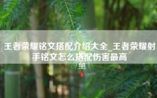 王者荣耀铭文搭配介绍大全_王者荣耀射手铭文怎么搭配伤害最高