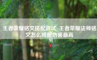 王者荣耀铭文搭配调试_王者荣耀法师铭文怎么搭配伤害最高