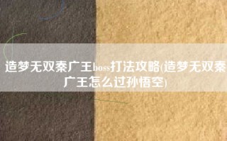 造梦无双秦广王boss打法攻略(造梦无双秦广王怎么过孙悟空)