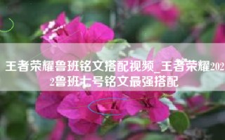 王者荣耀鲁班铭文搭配视频_王者荣耀2022鲁班七号铭文最强搭配