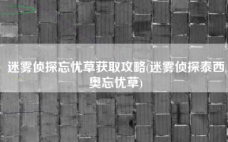 迷雾侦探忘忧草获取攻略(迷雾侦探泰西奥忘忧草)