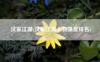 汉家江湖(汉家江湖人物强度排名)
