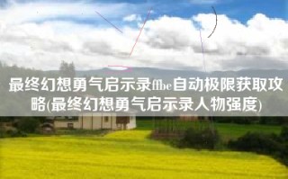 最终幻想勇气启示录ffbe自动极限获取攻略(最终幻想勇气启示录人物强度)