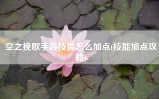 空之挽歌手游技能怎么加点(技能加点攻略)