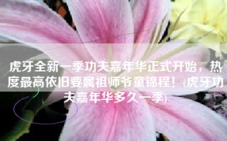 虎牙全新一季功夫嘉年华正式开始，热度最高依旧要属祖师爷童锦程！(虎牙功夫嘉年华多久一季)