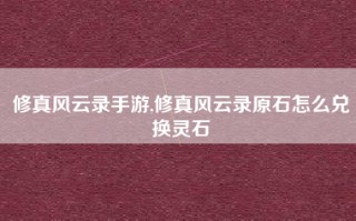 修真风云录手游,修真风云录原石怎么兑换灵石