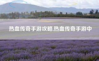 热血传奇手游攻略,热血传奇手游中