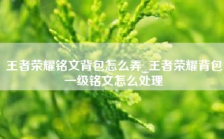 王者荣耀铭文背包怎么弄_王者荣耀背包一级铭文怎么处理