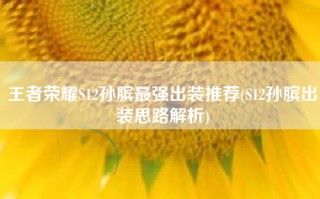 王者荣耀S12孙膑最强出装推荐(S12孙膑出装思路解析)