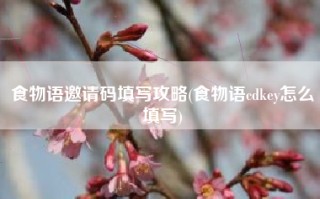 食物语邀请码填写攻略(食物语cdkey怎么填写)