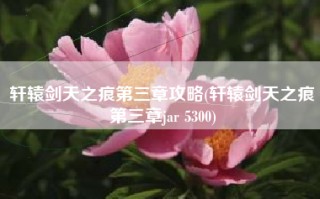 轩辕剑天之痕第三章攻略(轩辕剑天之痕第三章jar 5300)