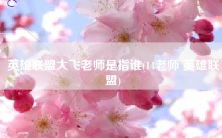 英雄联盟大飞老师是指谁(14老师 英雄联盟)