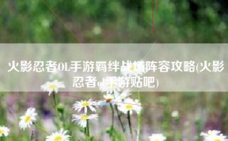 火影忍者OL手游羁绊战场阵容攻略(火影忍者ol手游贴吧)