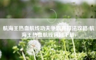 航海王热血航线功夫争霸赛打法攻略(航海王热血航线官网下载)