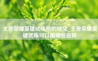 王者荣耀英雄试炼给的铭文_王者荣耀英雄试炼可以用哪些皮肤