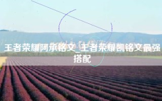 王者荣耀阿承铭文_王者荣耀凯铭文最强搭配