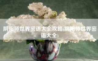 阴阳师世界密语大全攻略(阴阳师世界密语大全)