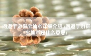 问道手游御宝仙术详细介绍 (问道手游御宝仙术是什么意思)